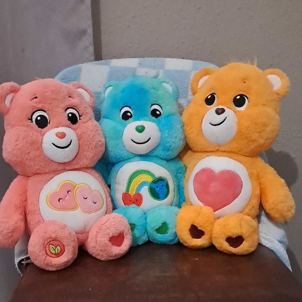 Care Bears Plush Set - Coral, Teal, and Mustard